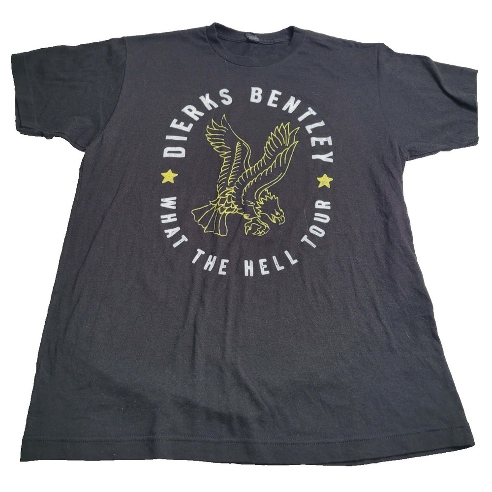 Dierks Bentley What the Hell Tour 2017 Tultex Black Short‎ Sleeve Concert Tee L